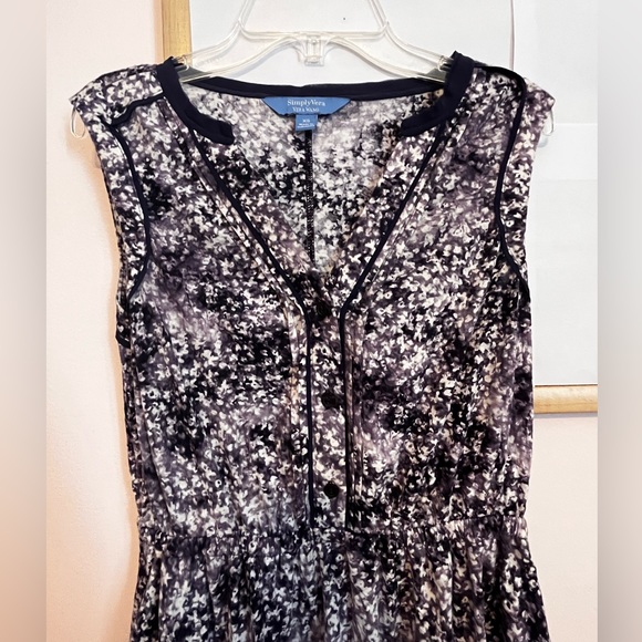 Vera Wang Sleeveless Midi Purple & White A-Line Flowered Dress - Picture 10 of 16